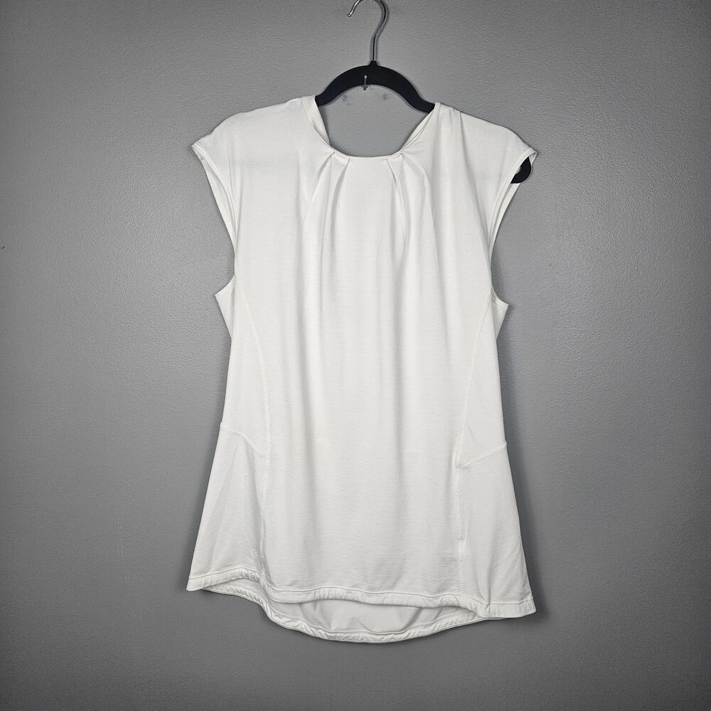 Athleta Women XLT Cap Sleeve Back Zip UPF 50+‎ Athletic Training Swim Top White